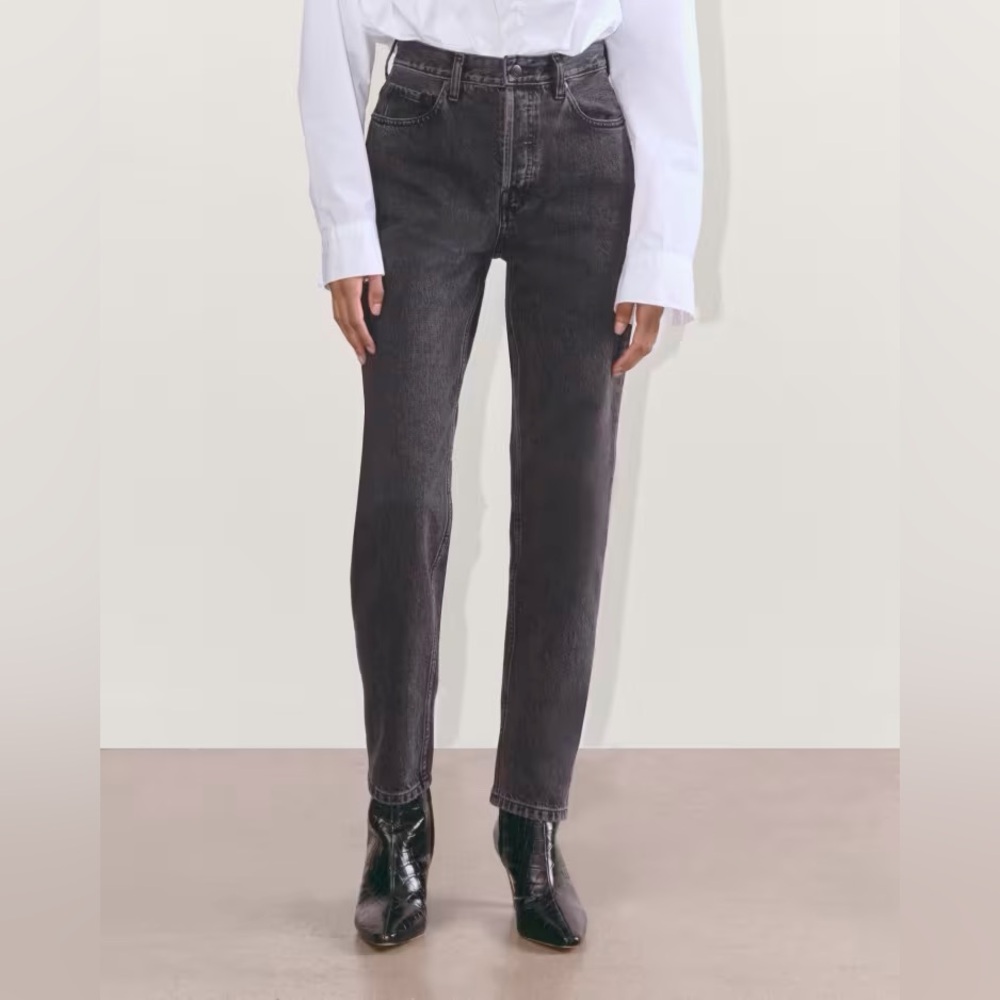 Everlane 90s Cheeky Jean: Washed Black, size 24. High Rise Straight Leg